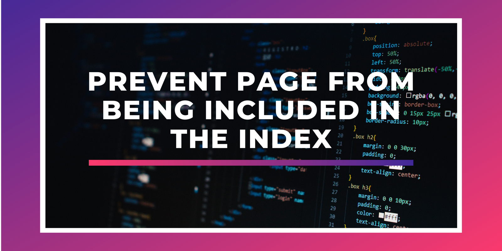 Prevent page from being included in the index