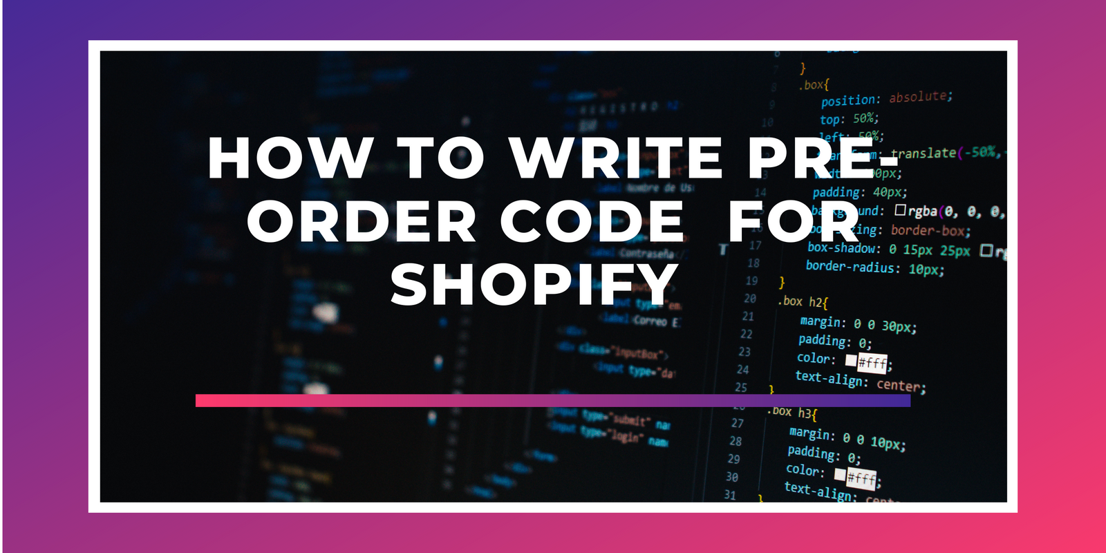 how to write pre-order code  for shopify
