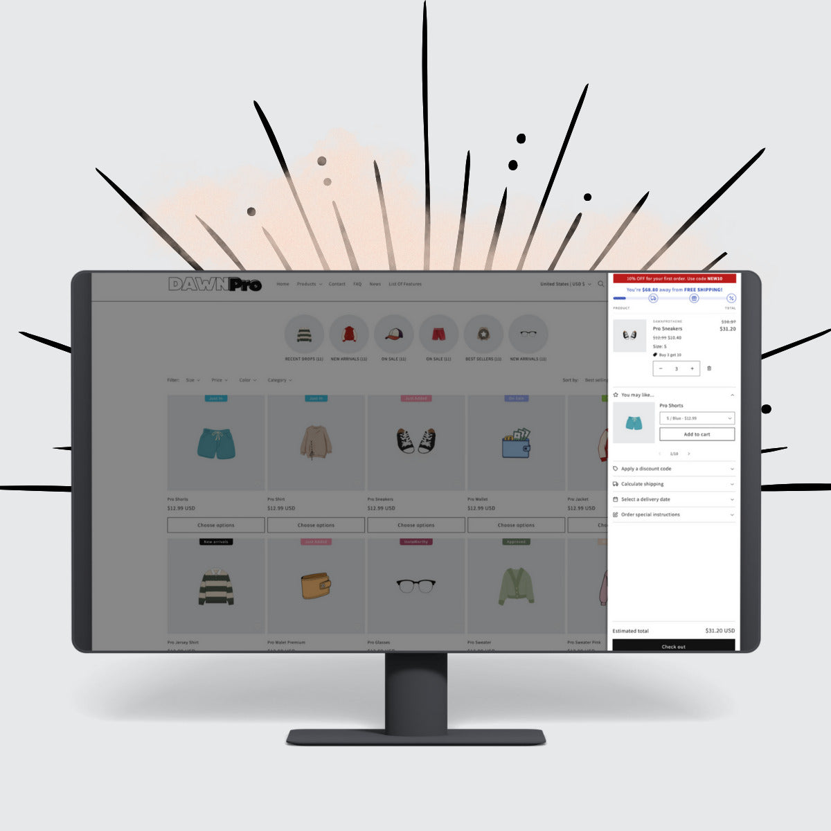Dawn Pro is the ultimate Shopify theme for business owners who want the simplicity of Dawn with the power of premium features.
Built 100 % on Shopify’s official Dawn framework, Dawn Pro keeps your store fast, secure, and compatible with every Shopify app on the marketplace &nbsp; &amp;&nbsp;while adding 40 + built-in upgrades that save you time and money.