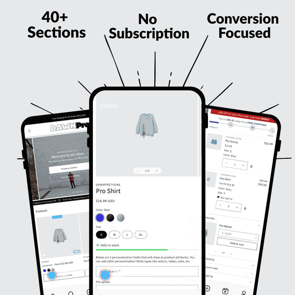 Dawn Pro is the ultimate Shopify theme for business owners who want the simplicity of Dawn with the power of premium features.
Built 100 % on Shopify’s official Dawn framework, Dawn Pro keeps your store fast, secure, and compatible with every Shopify app on the marketplace &nbsp; &amp;&nbsp;while adding 40 + built-in upgrades that save you time and money.