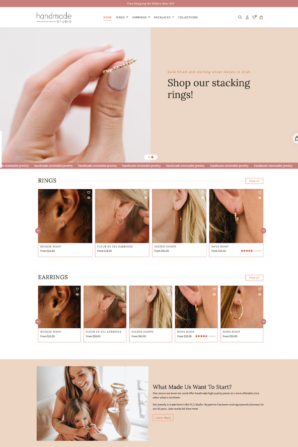 handmade studio custom shopify theme  homepage 